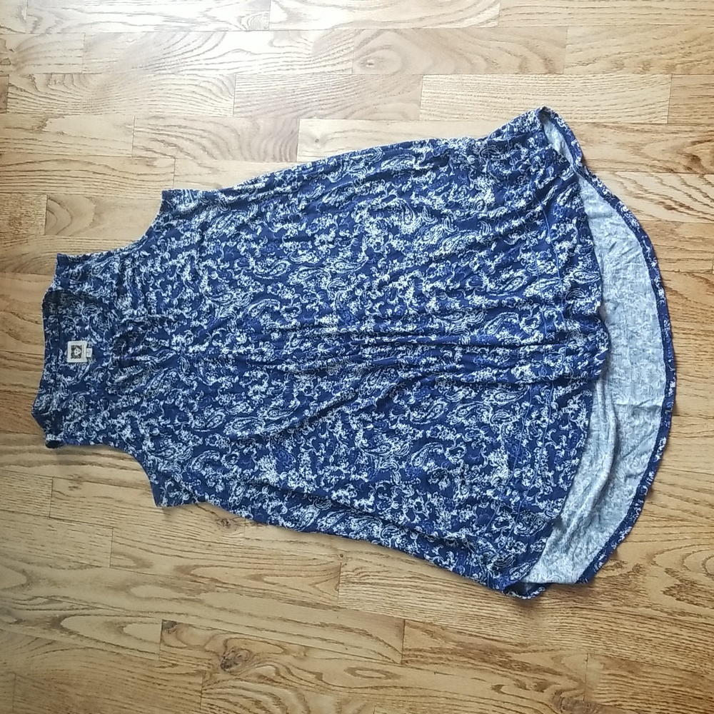 (S) Anne Klein Paisley Print High Low Top Prairie Bohemian Casual Cottagecore